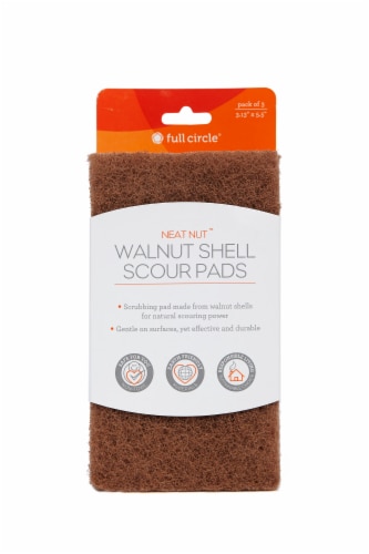 Full Circle Neat Nut Walnut Shell Scour Pads - Brown Perspective: front