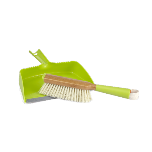 Full Circle Cleaning Brush and Dustpan Set - Green Perspective: front