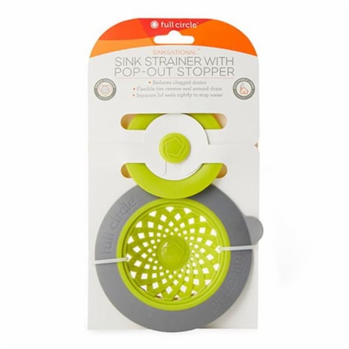 Full Circle® Sink Strainer with Pop-Out Stopper - Green Perspective: front
