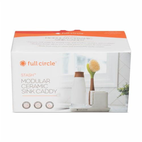 Full Circle® Stash™ White Modular Ceramic Sink Caddy Perspective: front