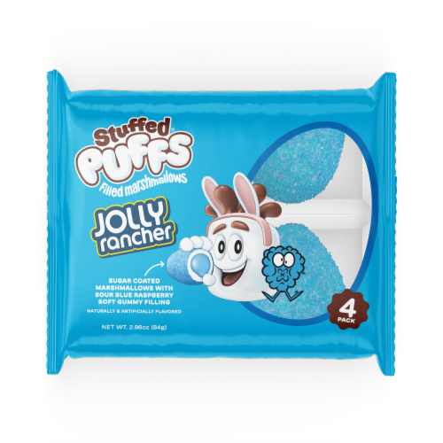 Stuffed Puffs Sour Blue Raspberry Easter Eggs Filled Marshmallows Perspective: front