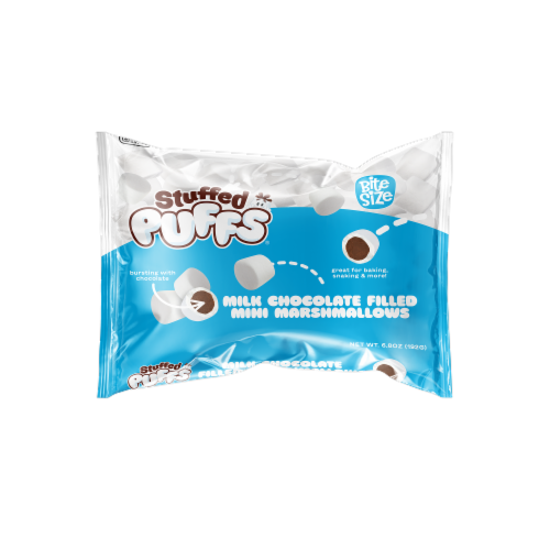 Stuffed Puffs® Milk Chocolate Filled Mini Marshmallows Perspective: front