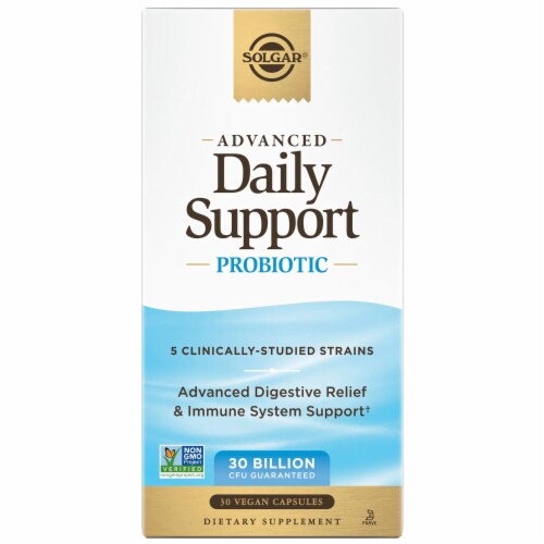 Solgar Advanced Daily Support Probiotic 30 Billion CFU 30 Vegan Caps Perspective: front