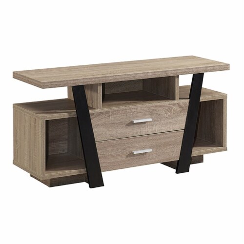 Smart Home Furniture Wood TV Stand for TVs up to 43  in Dark Taupe Brown/Black Perspective: front