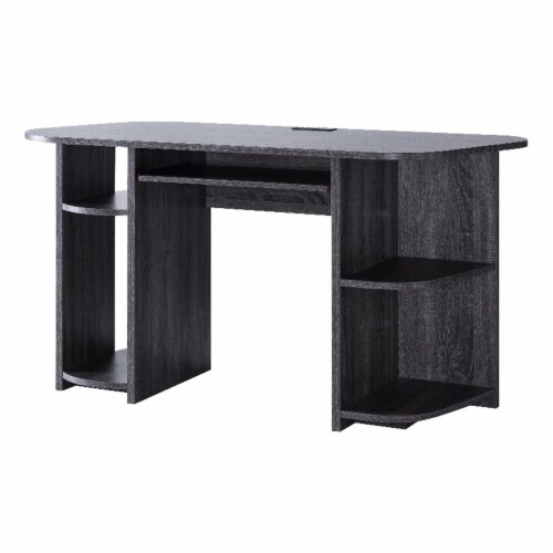 Smart Home Furniture 4-Shelf Contemporary Wood Desk in Distressed Gray, 1 -  Baker's