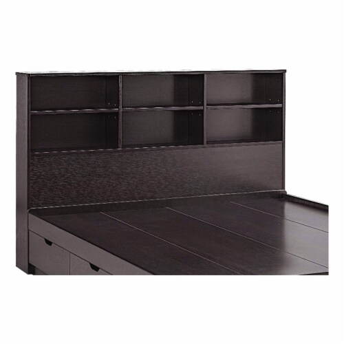 Smart Home Furniture 6-Shelf Wood Twin Bookcase Headboard in Red Cocoa Perspective: front