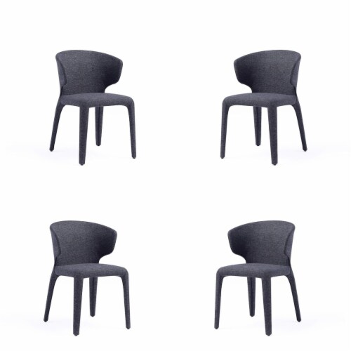 Manhattan Comfort Conrad Modern Woven Tweed Dining Chair In Wheat (Set Of 4) Black 20.47 Lx30 Perspective: front