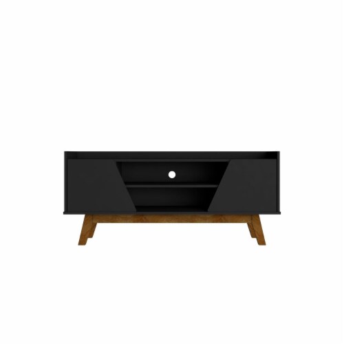 Manhattan Comfort Mid-Century Modern Marcus 53.14 TV Stand with Solid Wood Legs in Matte Black Manhattan Comfort Mid-Century Modern Marcus 53.14 TV Stand with Solid Wood Legs in Matte Black