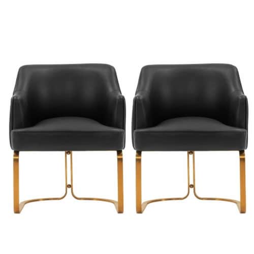 Manhattan Comfort Modern Edra Leatherette Dining Armchair in Black - Set of 2 Manhattan Comfort Modern Edra Leatherette Dining Armchair in Black - Set of 2