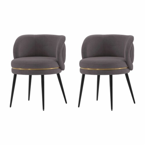 Manhattan Comfort Modern Kaya Pleated Velvet Dining Chair in Grey - Set of 2