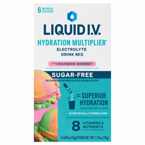 Liquid I.V.® Hydration Multiplier® Sugar Free Rainbow Sherbert Electrolyte Drink Mix Packets Perspective: front