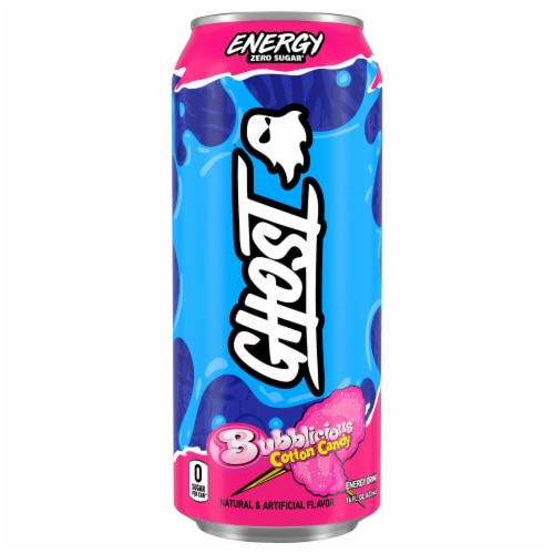 Ghost zero sugar bubblicious cotton candy energy drink can 16 fl oz