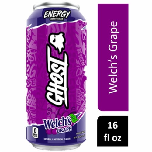 Ghost® Welch's® Grape Energy Drink Can Perspective: front
