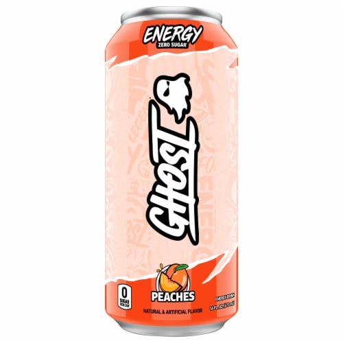 Ghost Energy Peaches Zero Sugar Perspective: front