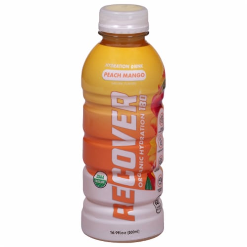Recover® Peach Mango Organic Hydration Bottled Water Perspective: front