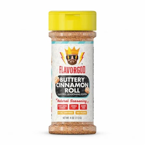Flavor God® Buttery Cinnamon Roll Flavored Seasoning Topper Perspective: front