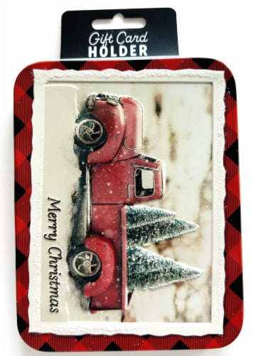 Red Truck Tin Gift Card Holder Perspective: front