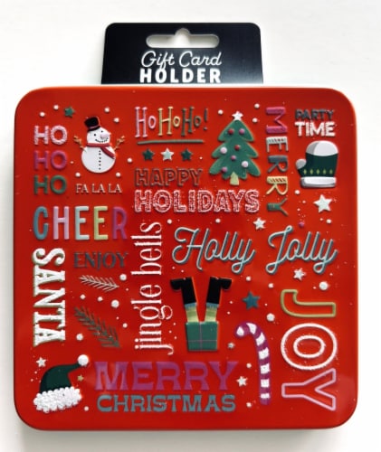 Holiday Embossed Gift Card Holder Tin Perspective: front