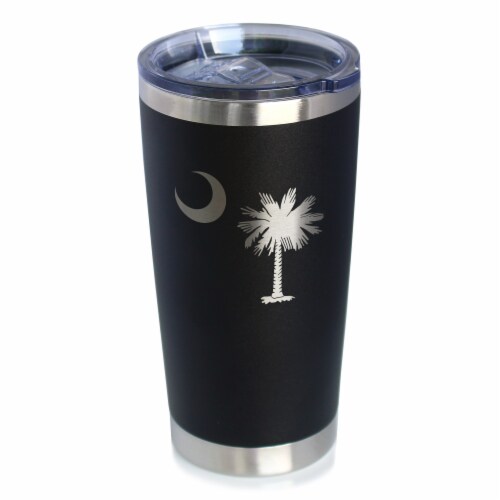 Bevvee™ South Carolina Flag - Insulated Coffee Tumbler - South Carolina Gifts - Black, 20 oz Perspective: front