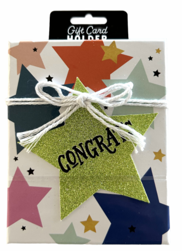 Congrats Green Star Gift Card Holder Box Perspective: front