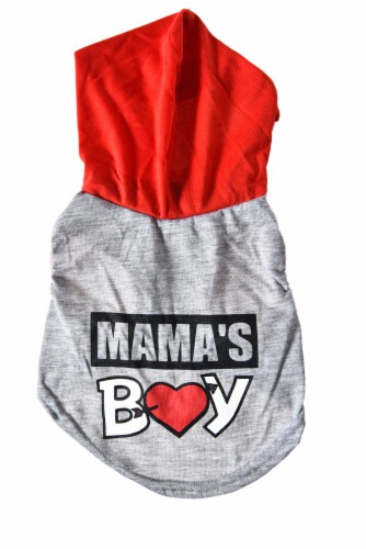 Max & Marlow X-Small Grey & Red Dog Hoodie Perspective: front