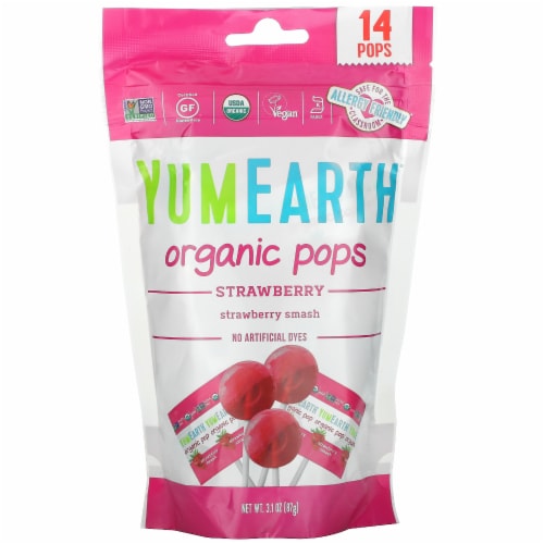 Yummy Earth Organic Standup Lollipops Strawberry Smash - 3 Oz - Case Of 6 Perspective: front