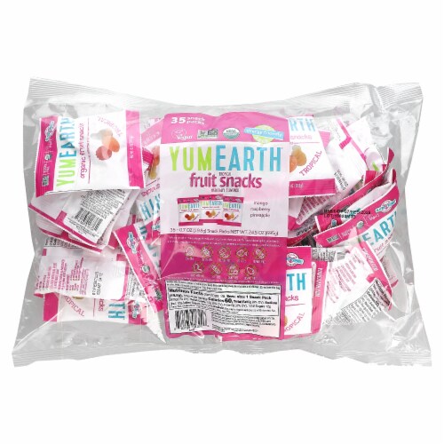 YumEarth Organic Fruit Snacks Tropical 35 Snack Packs - 0.7 oz (19.8 g) Each Perspective: front