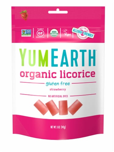 Yum Earth Gluten Free Organic Strawberry Licorice Perspective: front
