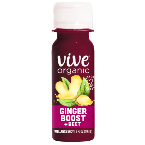 Vive Organic Ginger Boost + Beet Wellness Shot Perspective: front