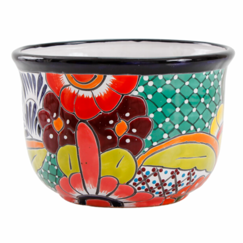 Blue Orange Pottery Medium Champagne Tall Planter Perspective: front