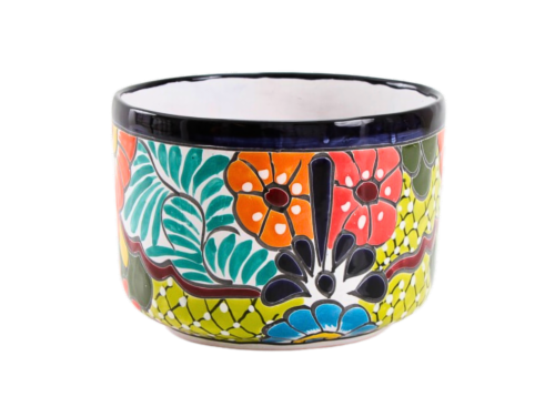 Blue Orange Pottery Large Low Cylinder Planter Perspective: front