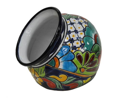 Blue Orange Pottery Welcome Planter Perspective: front