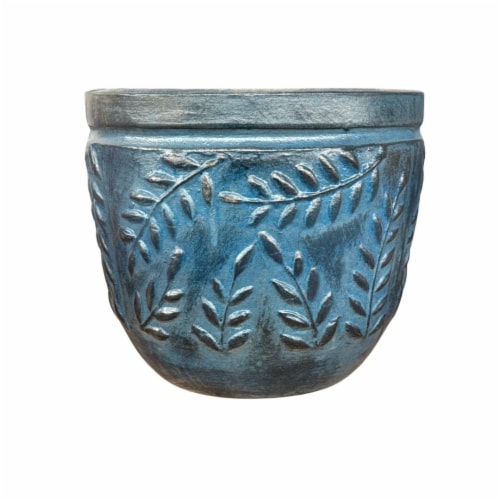 Blue Orange Pottery Guia Planter - Blue Perspective: front