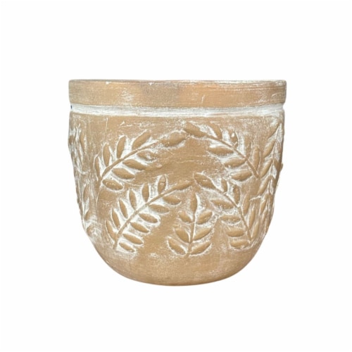 Blue Orange Pottery Guia Planter - Cream Perspective: front