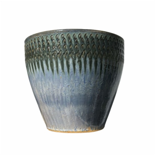 Blue Orange Pottery Small Glazed Planter Perspective: front