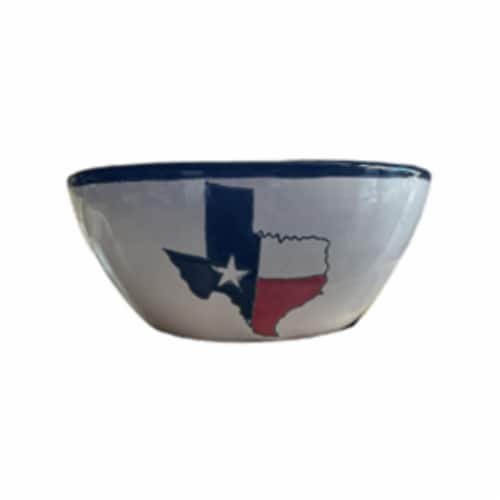 Blue Orange Pottery Texan Casserole Planter Perspective: front