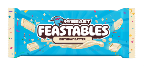 MrBeast Feastables Birthday Batter Bar Perspective: front