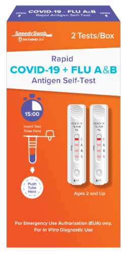 2San SpeedySwab™ Rapid COVID & Flu A&B Combo Self-Test Perspective: front