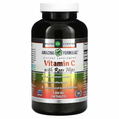 Amazing Nutrition® Vitamin C with Rose Hips Dietary Supplement Tablets 1000mg Perspective: front