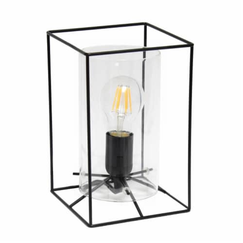Lalia Home Metal Framed Table Lamp in Black with Clear Shade Perspective: front