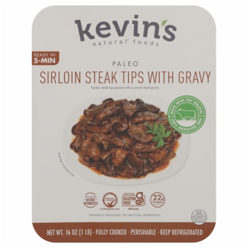 Kevin's Natural Foods Paleo Sirloin Steak Tips With Gravy Perspective: front
