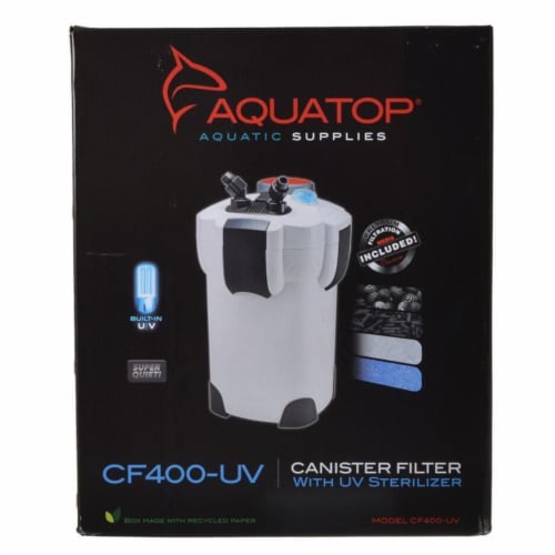 Aquatop Aquatic Supplies 4 Stage Canister Filter With Uv Sterilizer 75 To 125 Gal CF400-UV Perspective: front