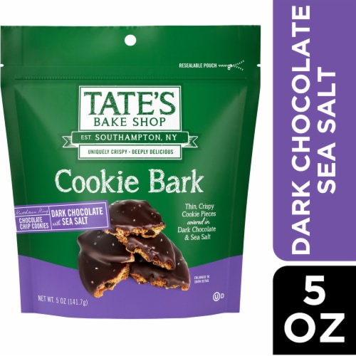 Tate's Bake Shop Bark With Dark Chocolate And Sea Salt Chocolate Chip Cookies Perspective: front