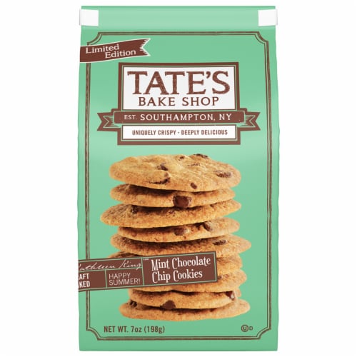Tate's Bake Shop Limited Edition Mint Chocolate Chip Cookies Perspective: front