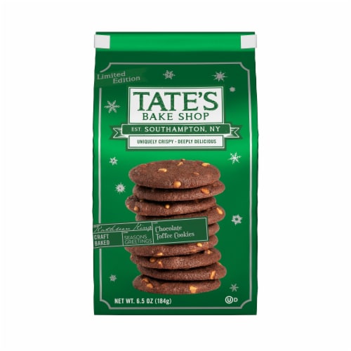 Tate's Bake Shop Chocolate Toffee Cookies Limited Edition Holiday Cookies Perspective: front