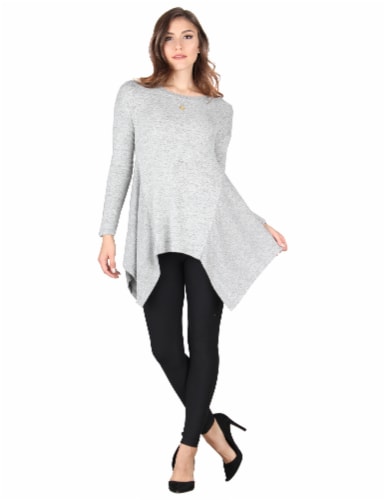 Lildy Shark-Bite Tunic - Light Gray Perspective: front