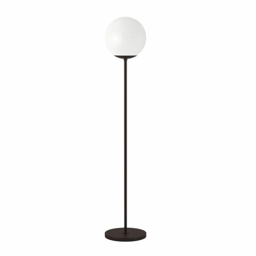 Metal Globe & Stem Floor Lamp in Black - Henn&Hart Perspective: front