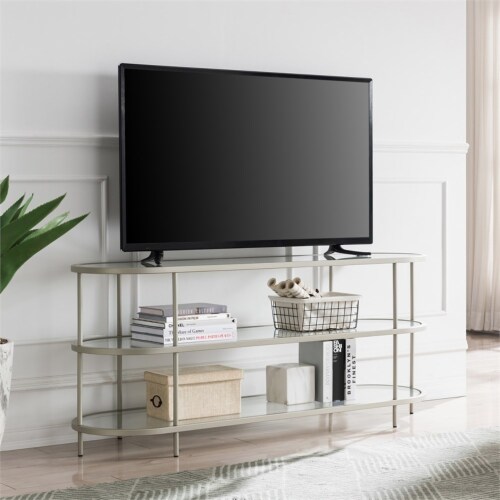 Henn Hart 55 Satin Nickel Metal Glass TV Stand 1 Fred Meyer