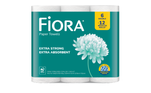 Fiora® Extra Strong Paper Towel Double Rolls Perspective: front