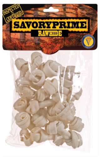 Savory Prime Mini Bones Rawhide Dog Chews Perspective: front